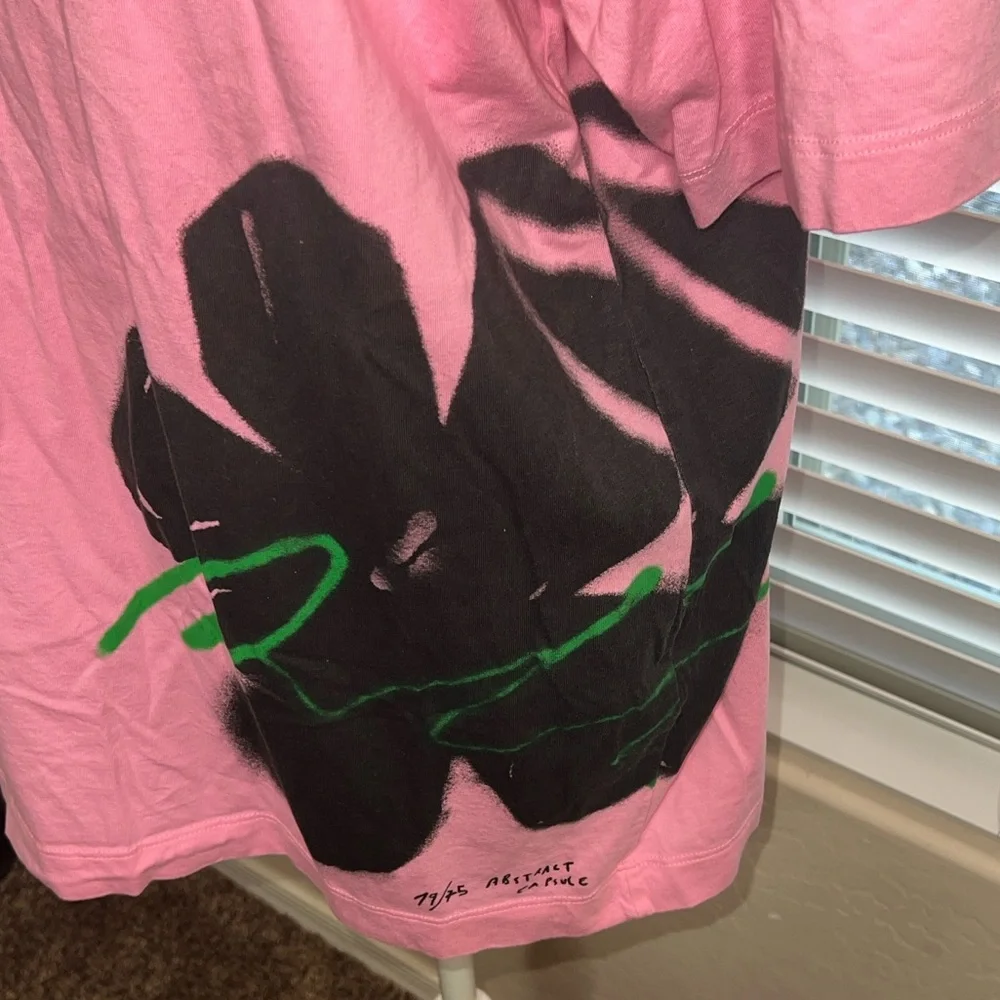 Zara Unisex Oversized Dusty Rose Floral Graphic T-Shirt - Picture 5 of 7